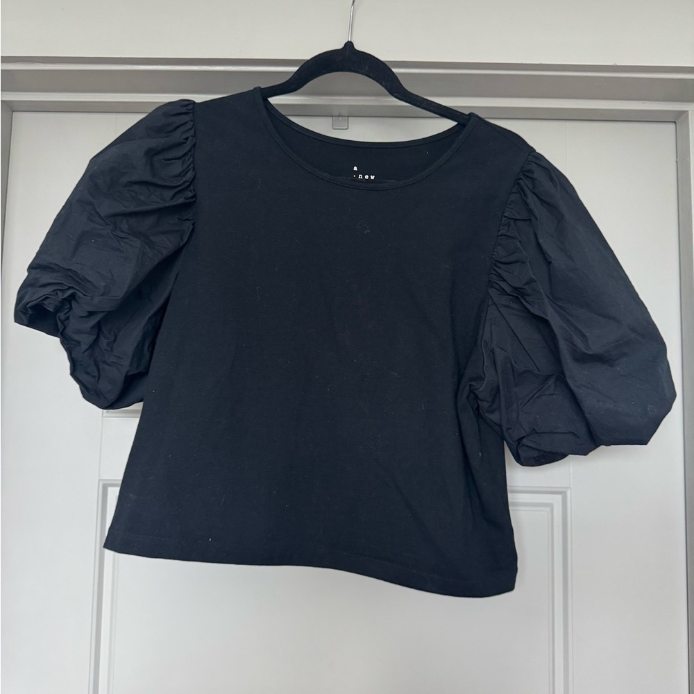 a new day Black Puff Sleeve Top